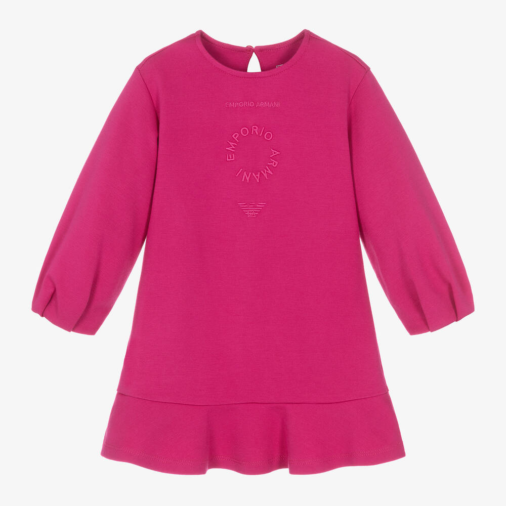Emporio Armani-فستان مزيج فيسكوز لون زهري فيوشيا | Childrensalon Outlet