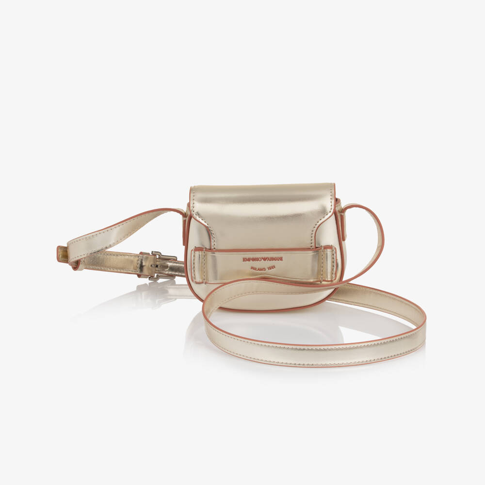 Emporio Armani-Girls Gold Faux Leather Compact Handbag | Childrensalon Outlet