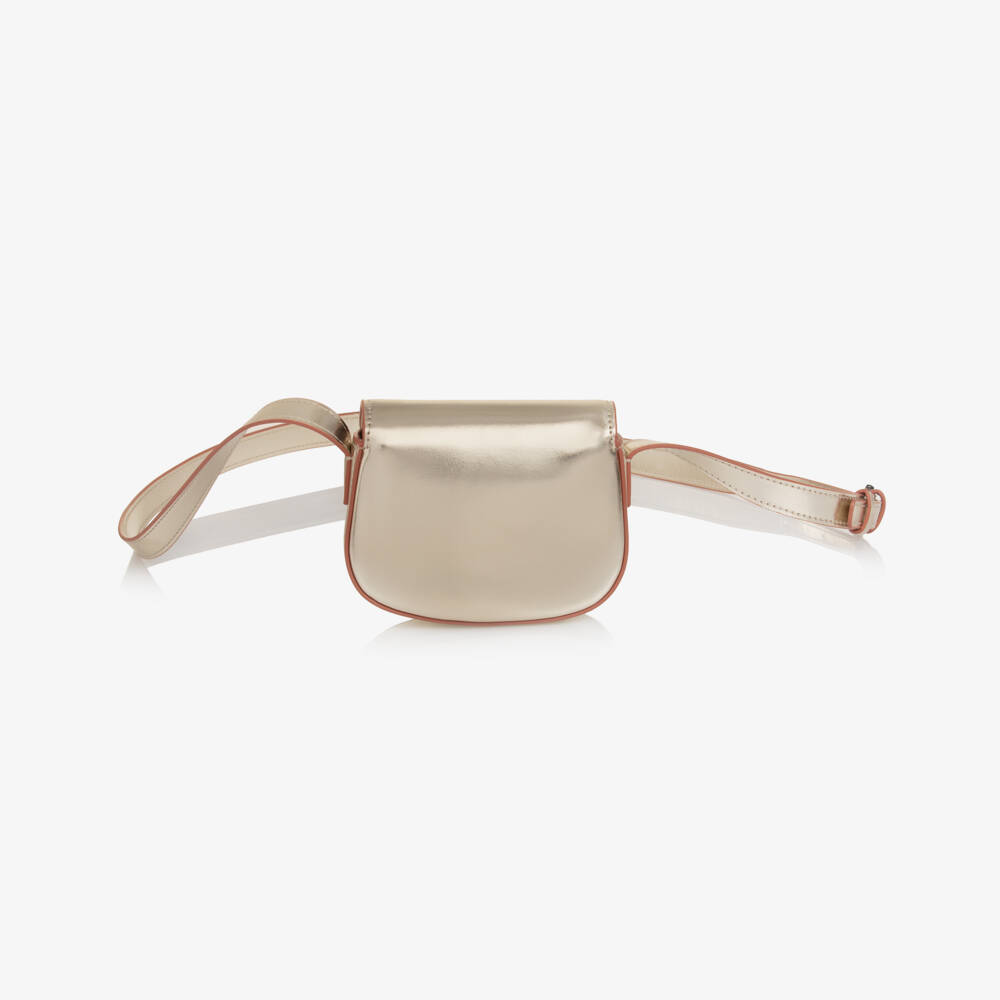 Emporio Armani-Girls Gold Faux Leather Compact Handbag | Childrensalon Outlet