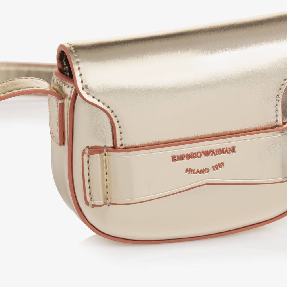 Emporio Armani-Girls Gold Faux Leather Compact Handbag | Childrensalon Outlet