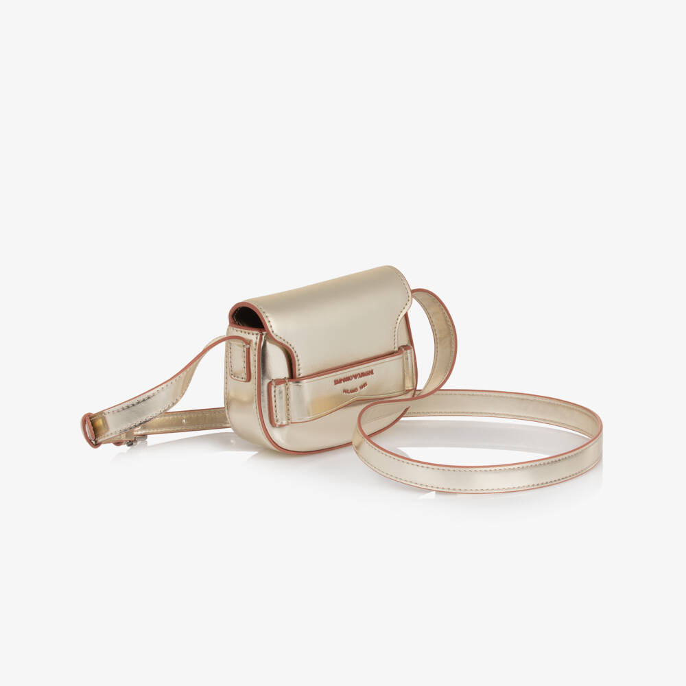 Emporio Armani-Girls Gold Faux Leather Compact Handbag | Childrensalon Outlet