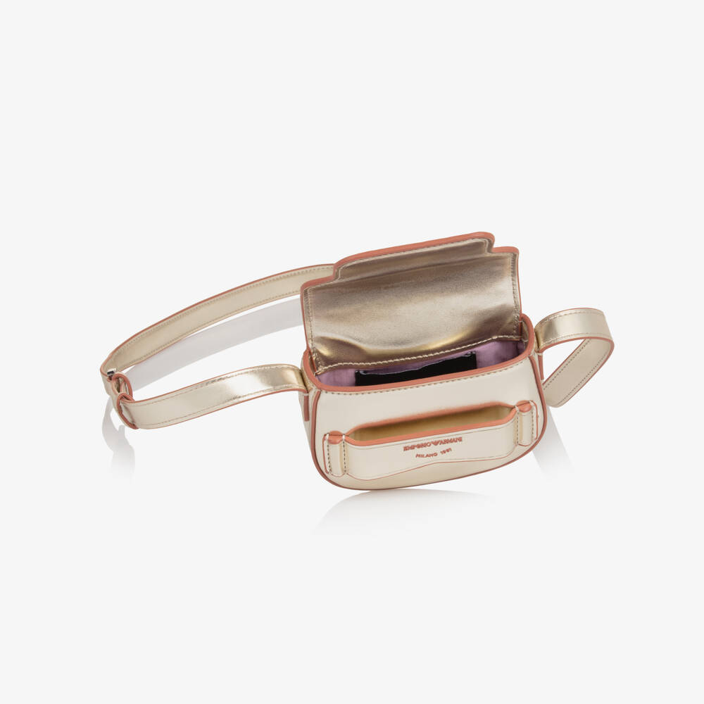 Emporio Armani-Girls Gold Faux Leather Compact Handbag | Childrensalon Outlet
