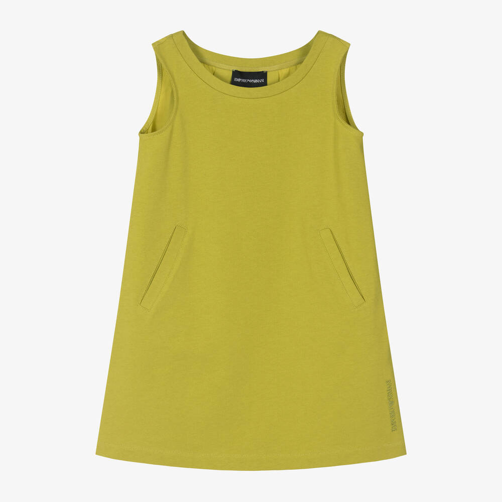 Emporio Armani-Зеленое хлопковое платье для девочек | Childrensalon Outlet