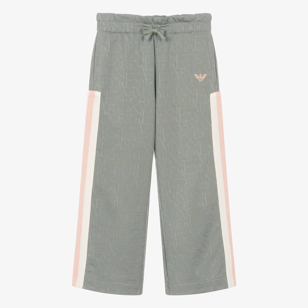 Emporio Armani-Girls Green Jacquard Joggers | Childrensalon Outlet