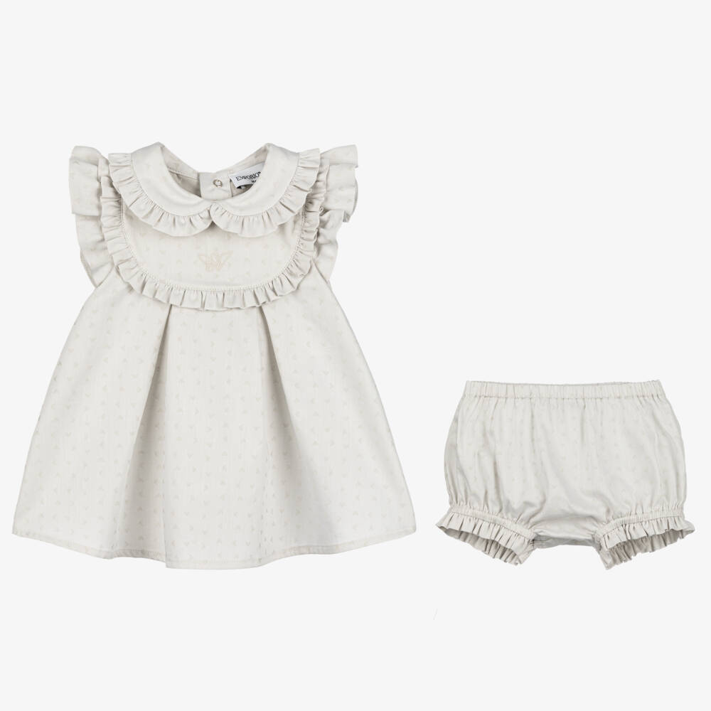Emporio Armani-Girls Grey Cotton Logo Dress | Childrensalon Outlet