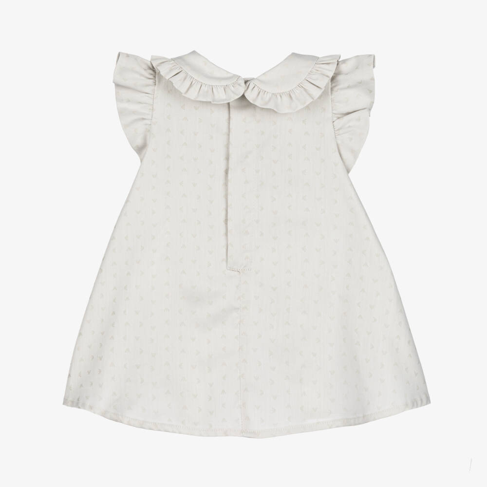 Emporio Armani-Girls Grey Cotton Logo Dress | Childrensalon Outlet