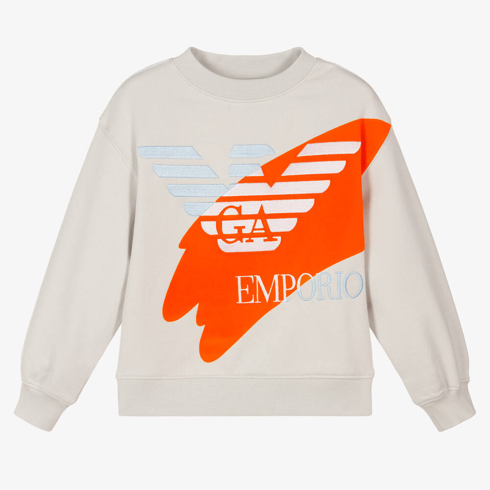 Emporio Armani - Girls Grey Cotton Sweatshirt | Childrensalon