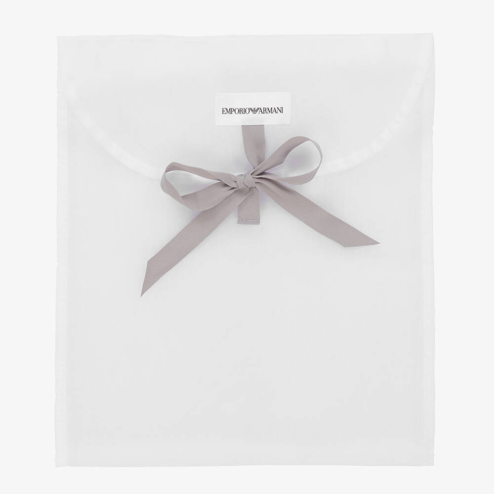 Emporio Armani-Girls Grey Velour Eagle Logo Babygrow | Childrensalon Outlet