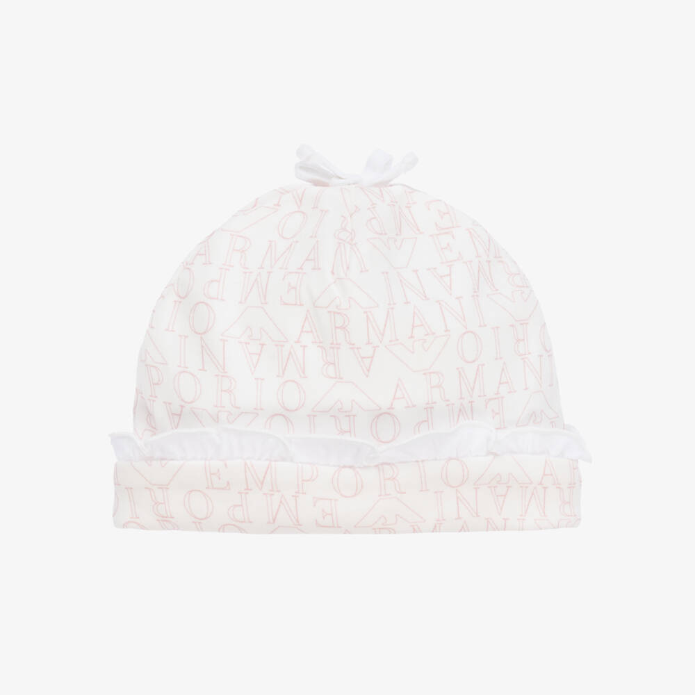 Emporio Armani-Girls Ivory Cotton Frill Hat | Childrensalon Outlet