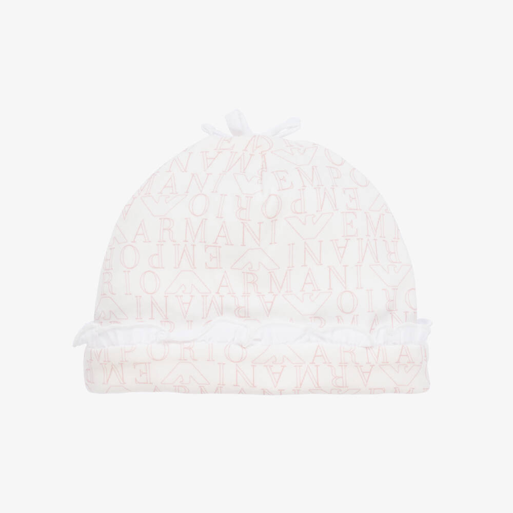 إEmporio Armani-قبعة قطن لون عاجي للمولودات | Childrensalon Outlet