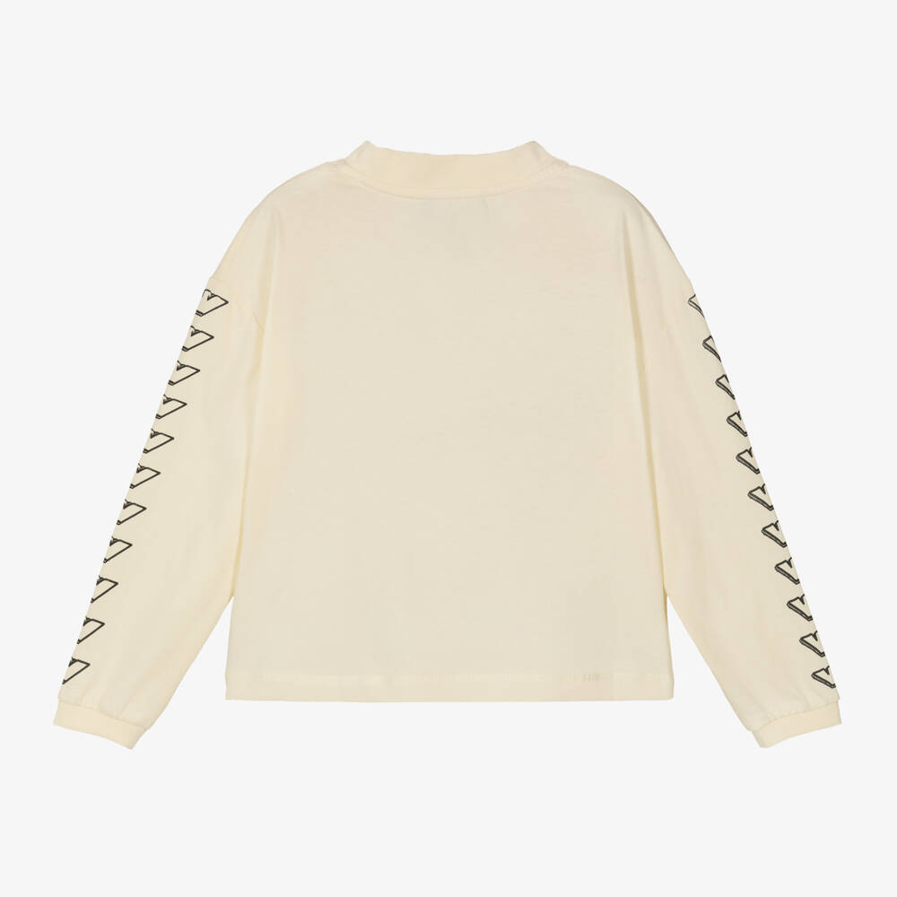 Emporio Armani-Girls Ivory Eagle Emblem Top | Childrensalon Outlet