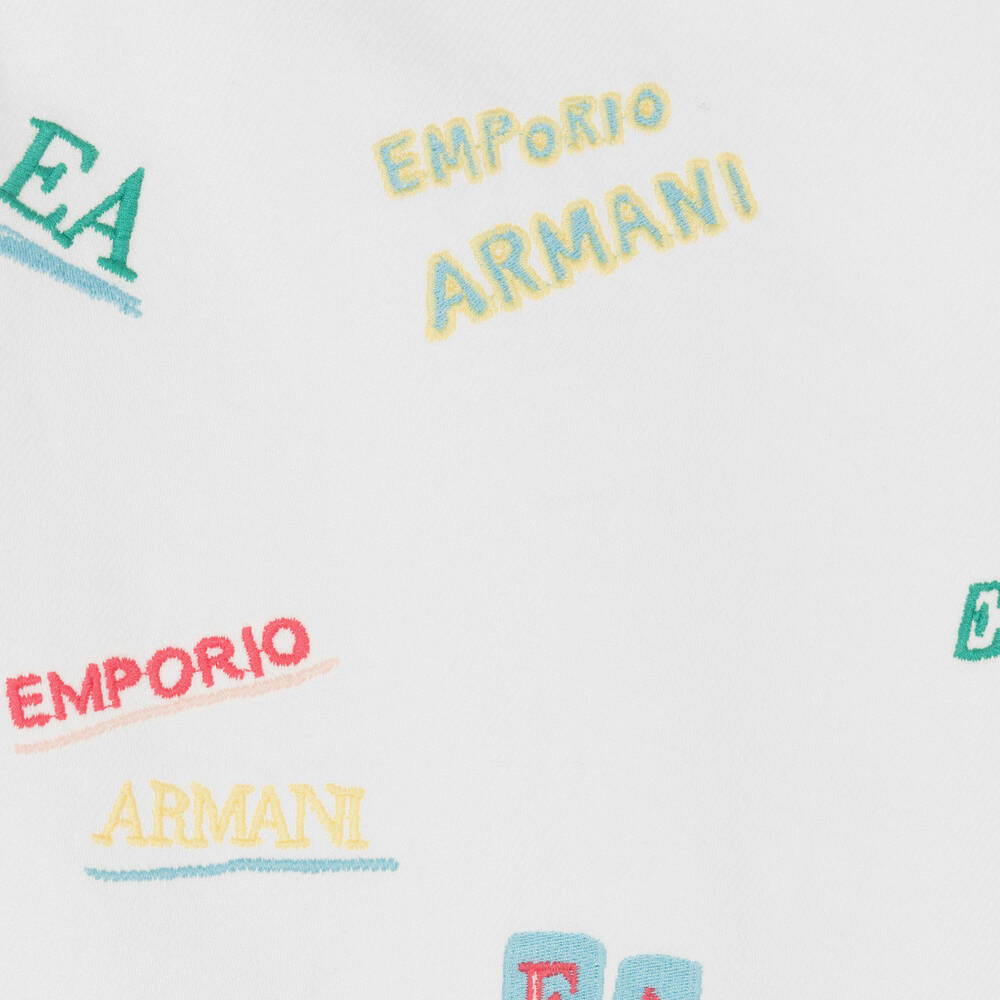 Emporio Armani-Girls Ivory Embroidered Denim Jacket | Childrensalon Outlet