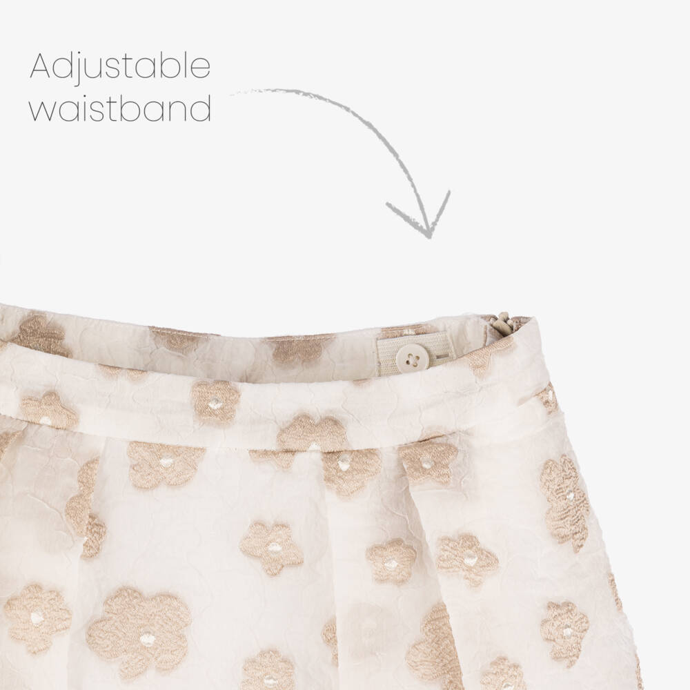 Emporio Armani-Girls Ivory Floral Crêpe Skirt | Childrensalon Outlet