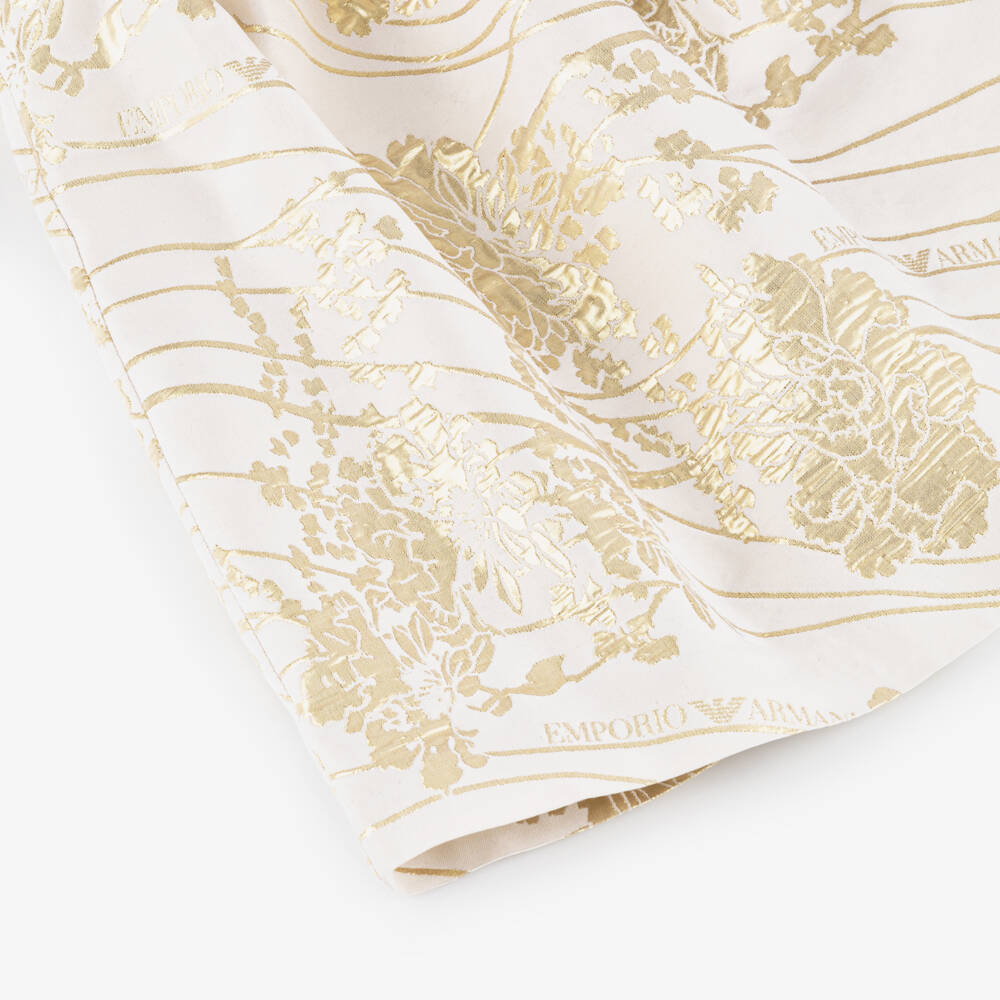 Emporio Armani-Girls Ivory & Gold Regal Jacquard Dress | Childrensalon Outlet