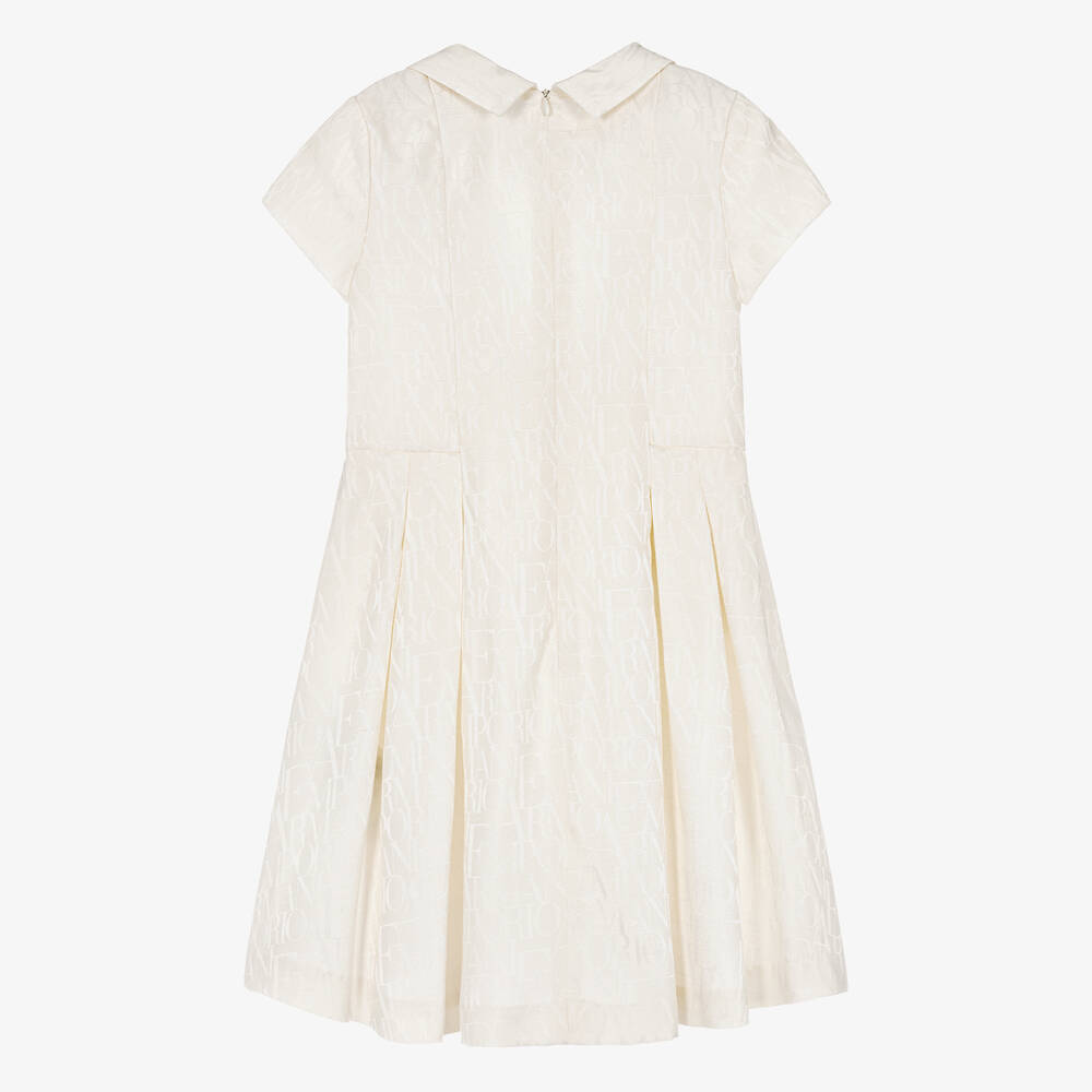 Emporio Armani-Girls Ivory Jacquard Monogram Dress | Childrensalon Outlet