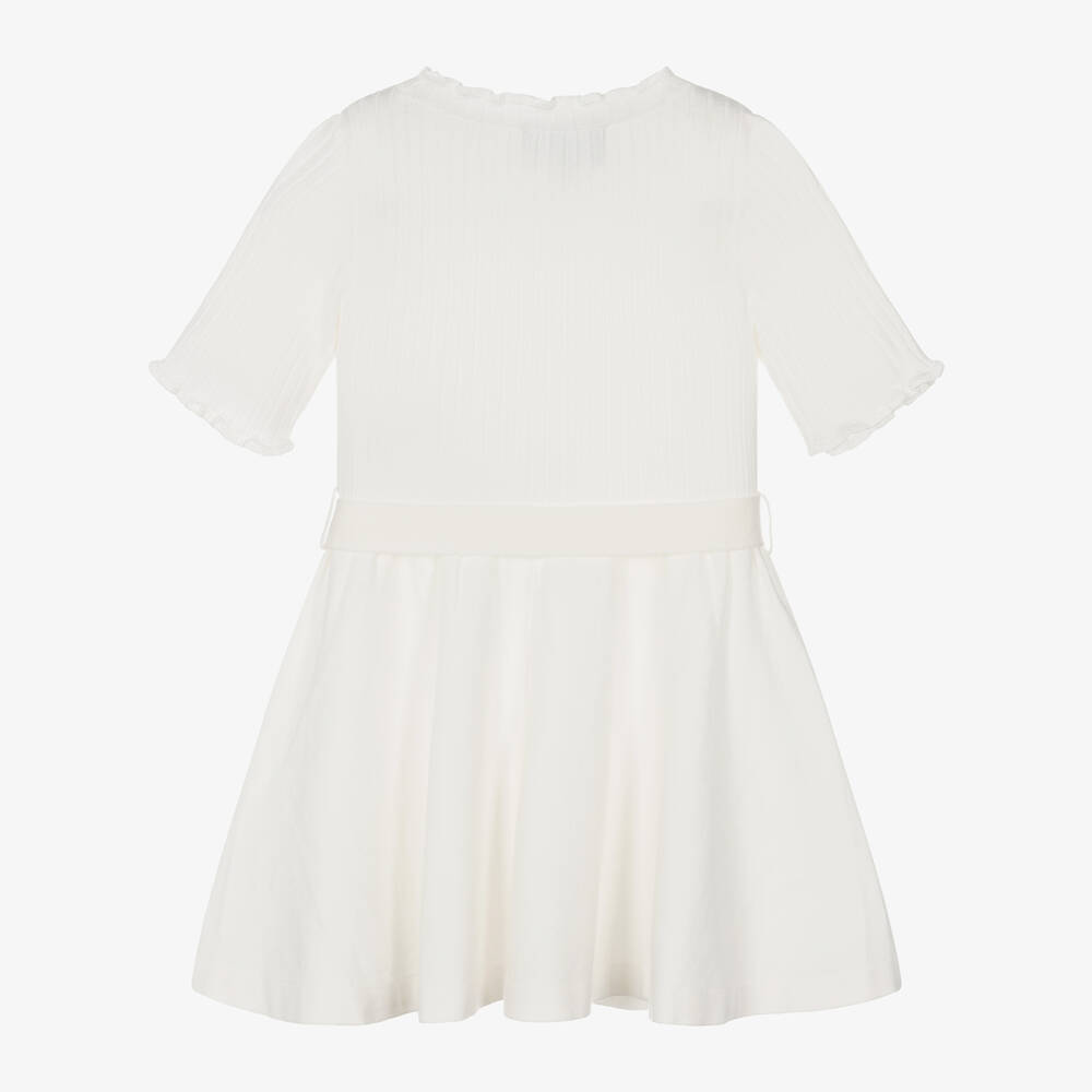 Emporio Armani-Кремовое трикотажное платье для девочек | Childrensalon Outlet