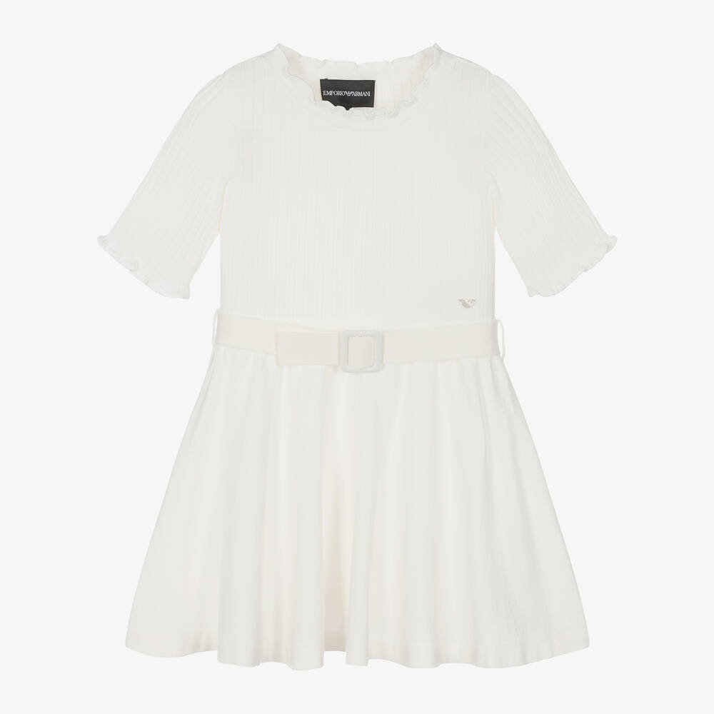 Emporio Armani-Girls Ivory Knitted Dress | Childrensalon Outlet
