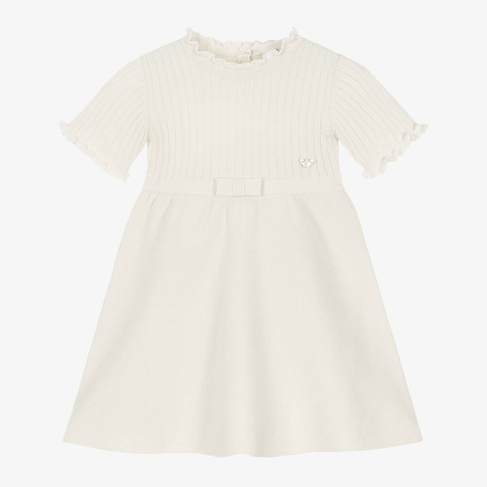 Emporio Armani Robe ivoire en viscose fille Childrensalon Outlet