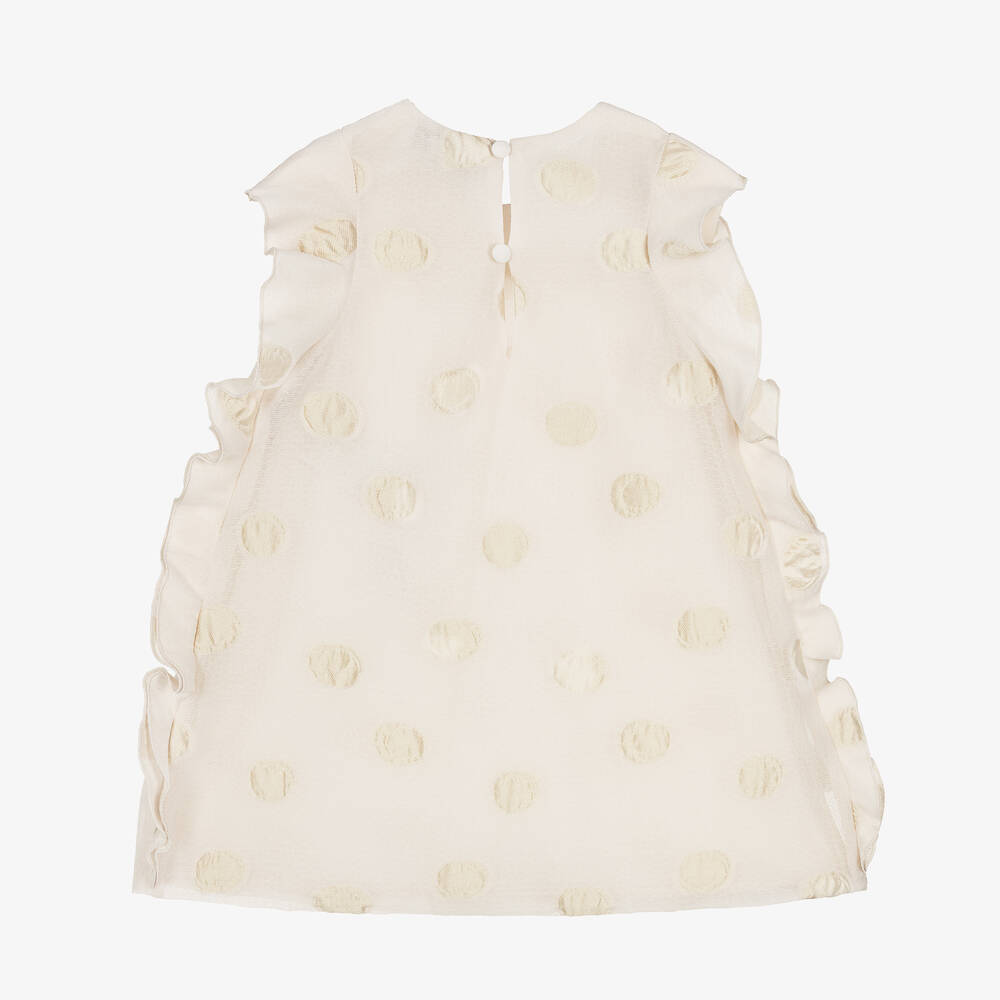 Emporio Armani-فستان أطفال بناتي منقط لون عاجي | Childrensalon Outlet