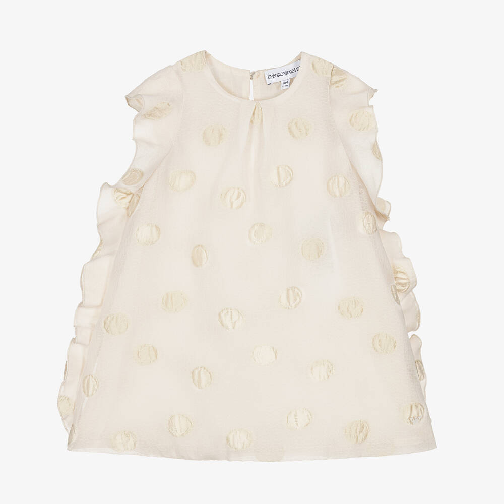Emporio Armani-Girls Ivory Polka Dot Dress | Childrensalon Outlet
