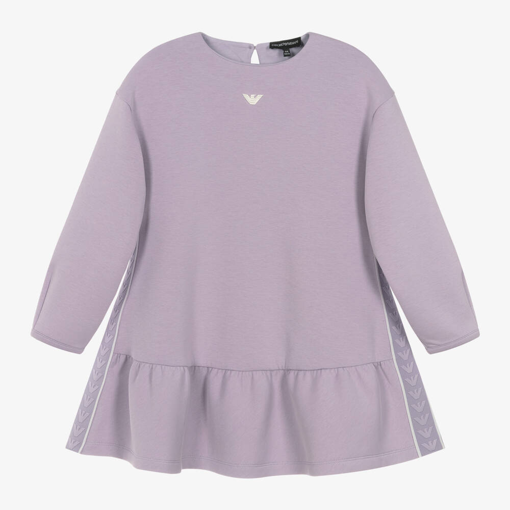 Emporio Armani-Girls Lavender Cotton Jersey Dress | Childrensalon Outlet