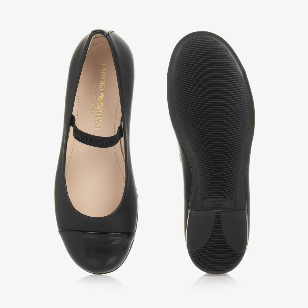 Emporio Armani-Girls Leather Ballet Flats | Childrensalon Outlet