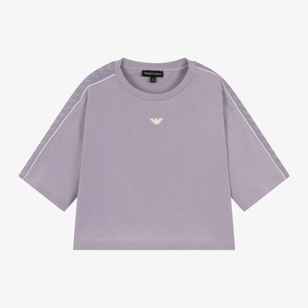 Emporio Armani-Girls Lilac Cotton Top | Childrensalon Outlet