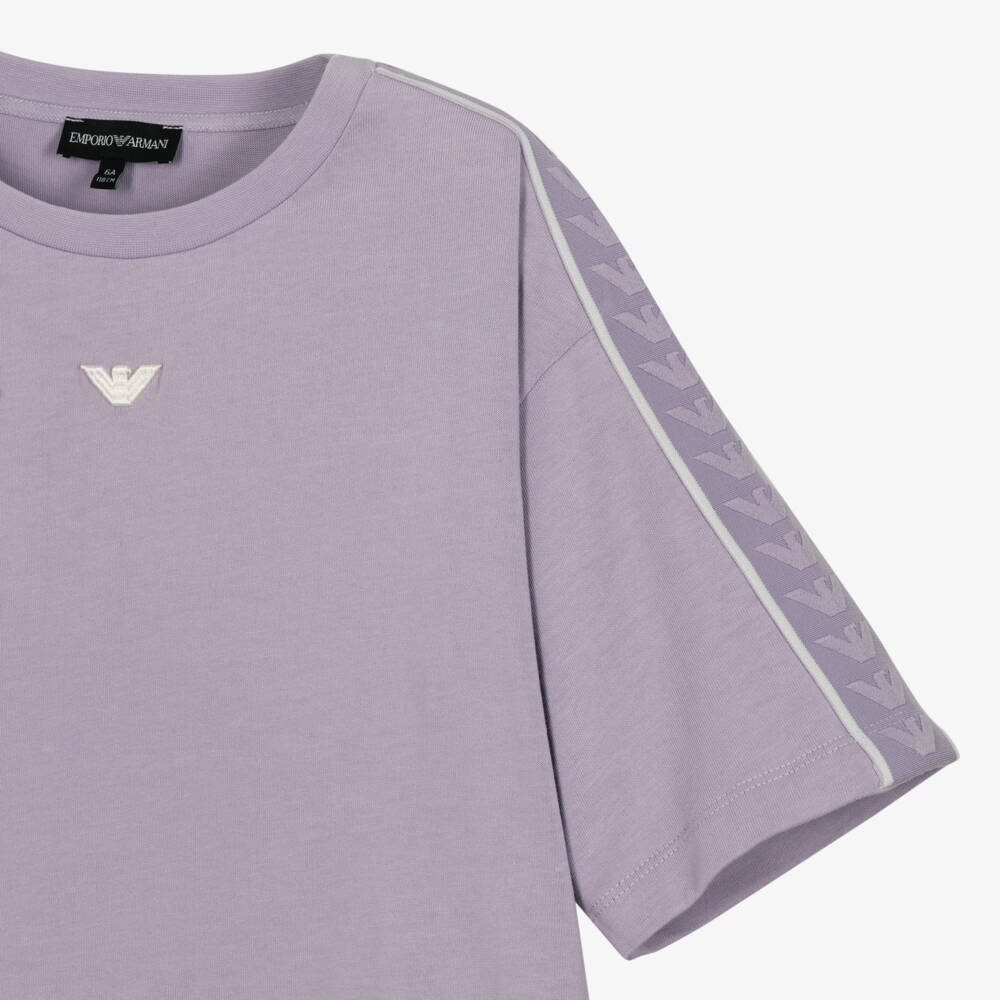 Emporio Armani-Girls Lilac Cotton Top | Childrensalon Outlet