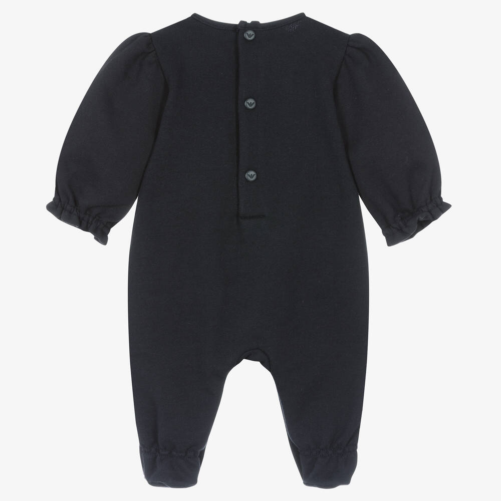 Emporio Armani-Girls Navy Blue Cotton Babygrow | Childrensalon Outlet