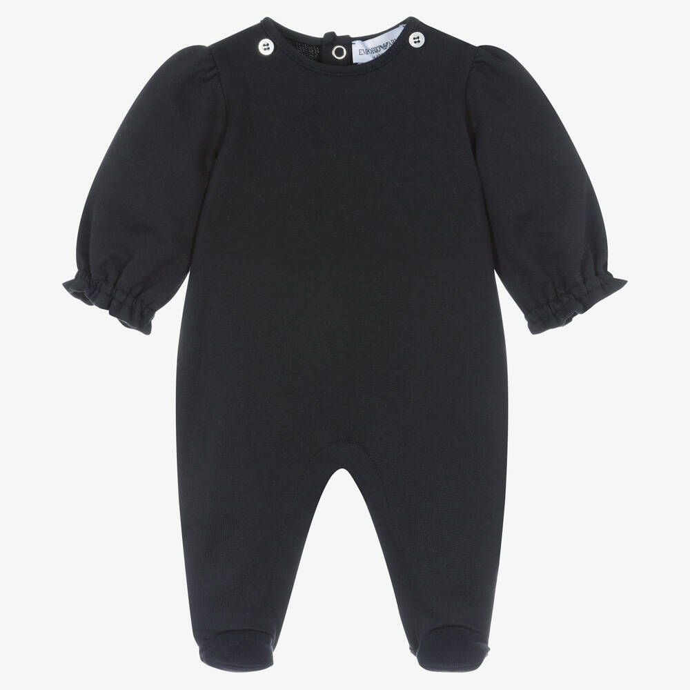 Emporio Armani-Girls Navy Blue Cotton Babygrow | Childrensalon Outlet