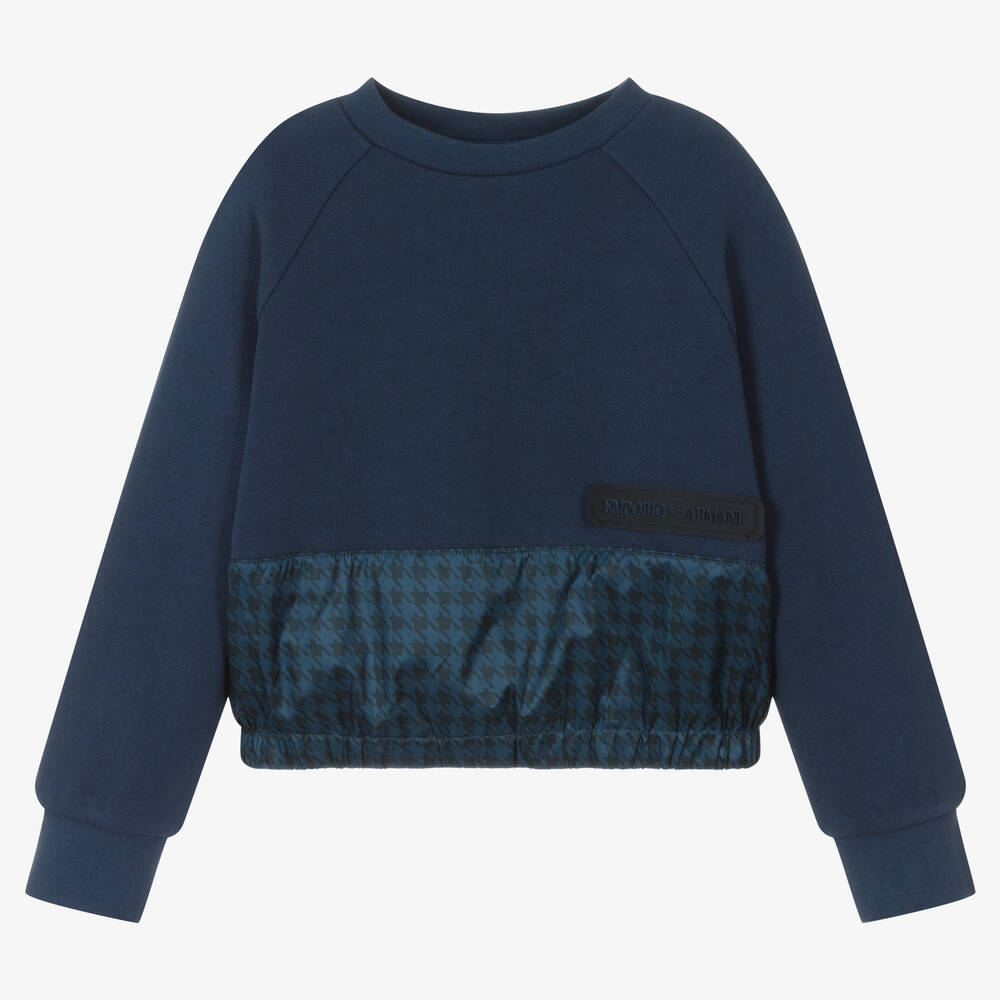 Emporio Armani-Girls Navy Blue Cotton Sweatshirt | Childrensalon Outlet