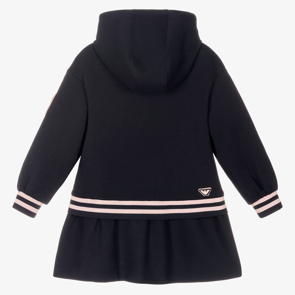 Emporio Armani-Girls Navy Blue Hoodie Dress | Childrensalon Outlet
