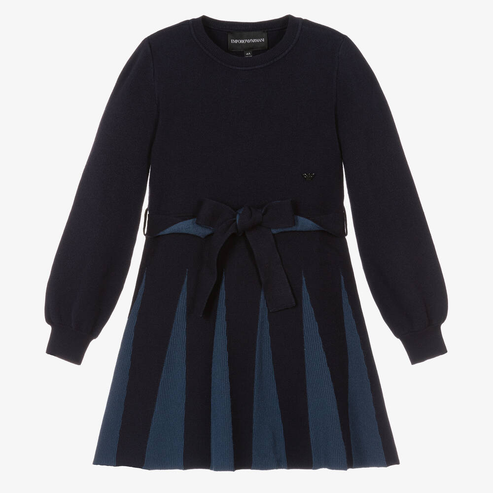 Emporio Armani - Navyblaues Strickkleid für Mädchen | Childrensalon