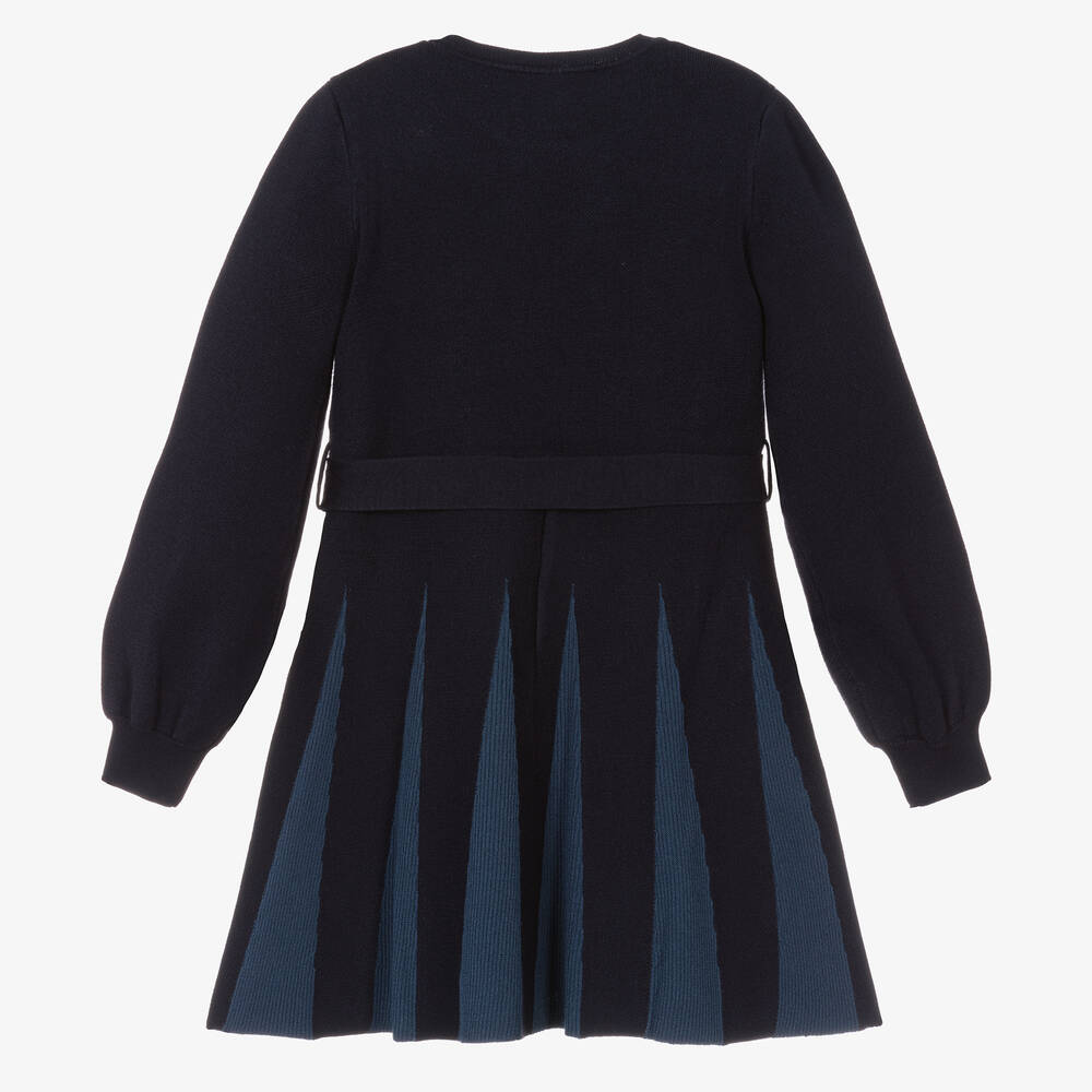 Emporio Armani-فستان مزيج فيسكوز محبوك لون كحلي | Childrensalon Outlet