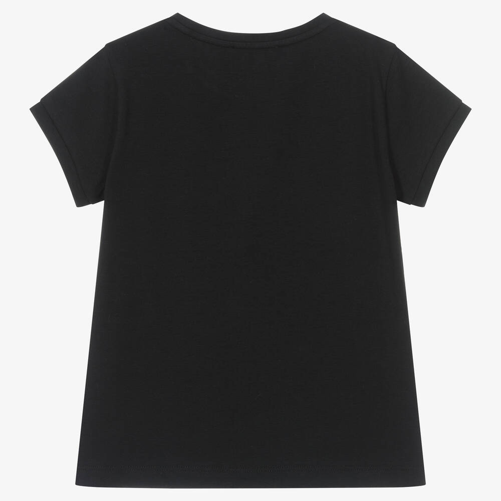 Emporio Armani-تيشيرت قطن جيرسي لون كحلي للبنات | Childrensalon Outlet