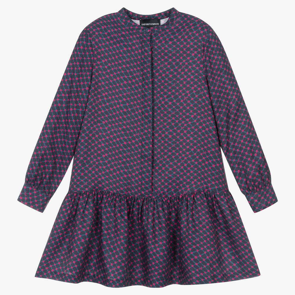 Emporio Armani - Robe bleu marine et rose fille | Childrensalon