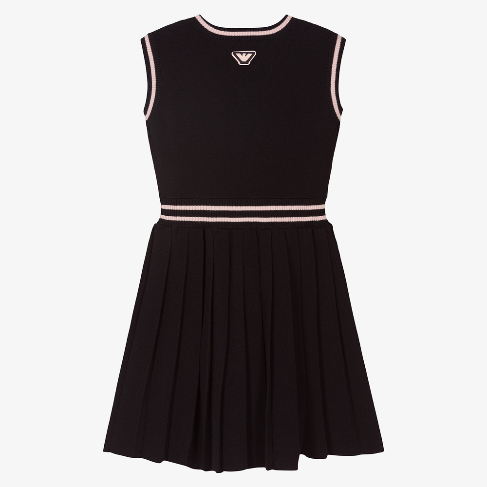 Emporio Armani-Синее плиссированное платье для девочек | Childrensalon Outlet