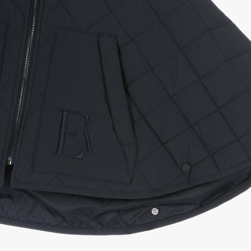 Emporio Armani-Синий стеганый кейп с капюшоном | Childrensalon Outlet