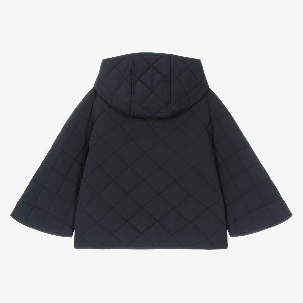 Emporio Armani-Синий стеганый кейп с капюшоном | Childrensalon Outlet