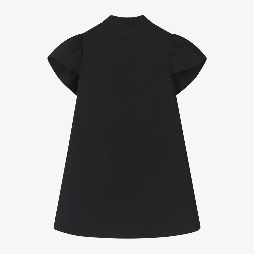 Emporio Armani-فستان مزيج قطن بوبلين لون كحلي مزين بكشكش | Childrensalon Outlet