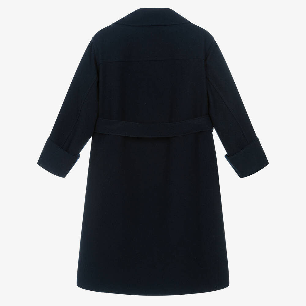 Emporio Armani Girls Navy Blue Wool Pea Coat