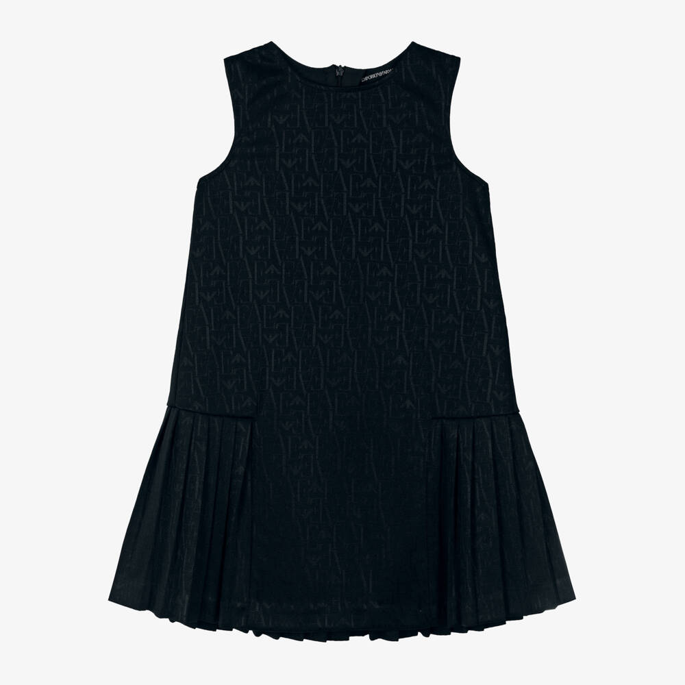 Emporio Armani-فستان بكسرات جيرسي لون كحلي | Childrensalon Outlet