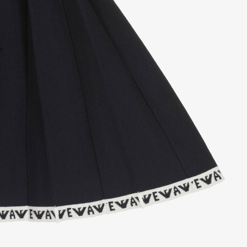 إمبوريو أرماني-تنورة بكسرات جيرسي محبوك لون كحلي | Childrensalon Outlet