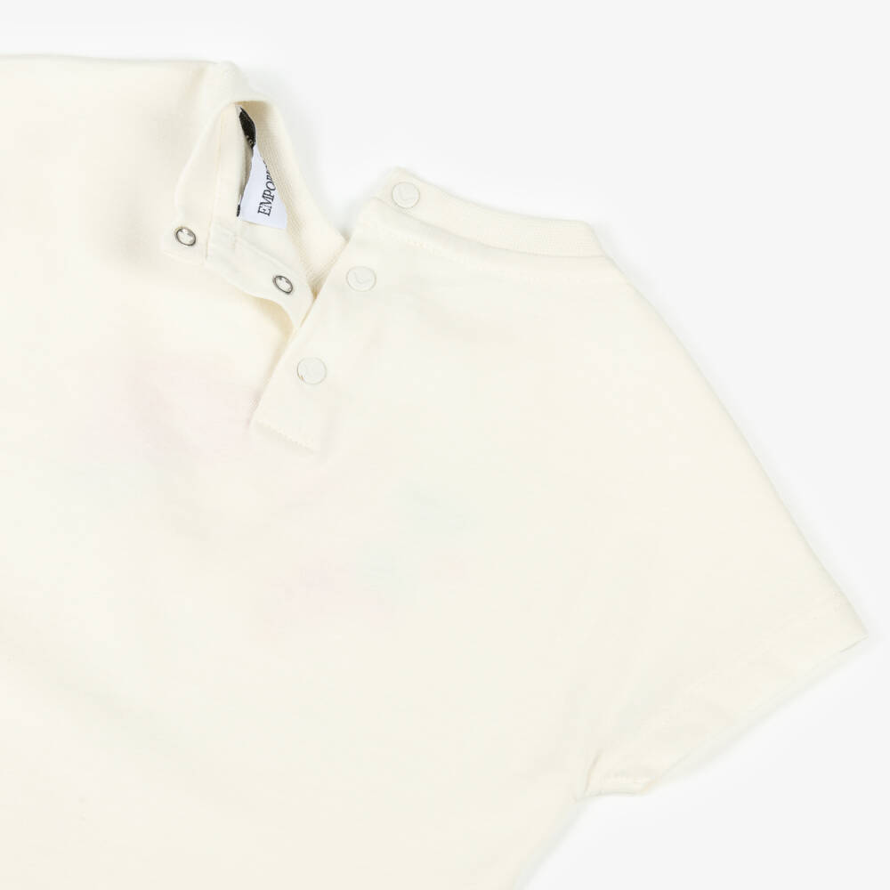 Emporio Armani-Girls Off-White Floral Emblem Tee | Childrensalon Outlet