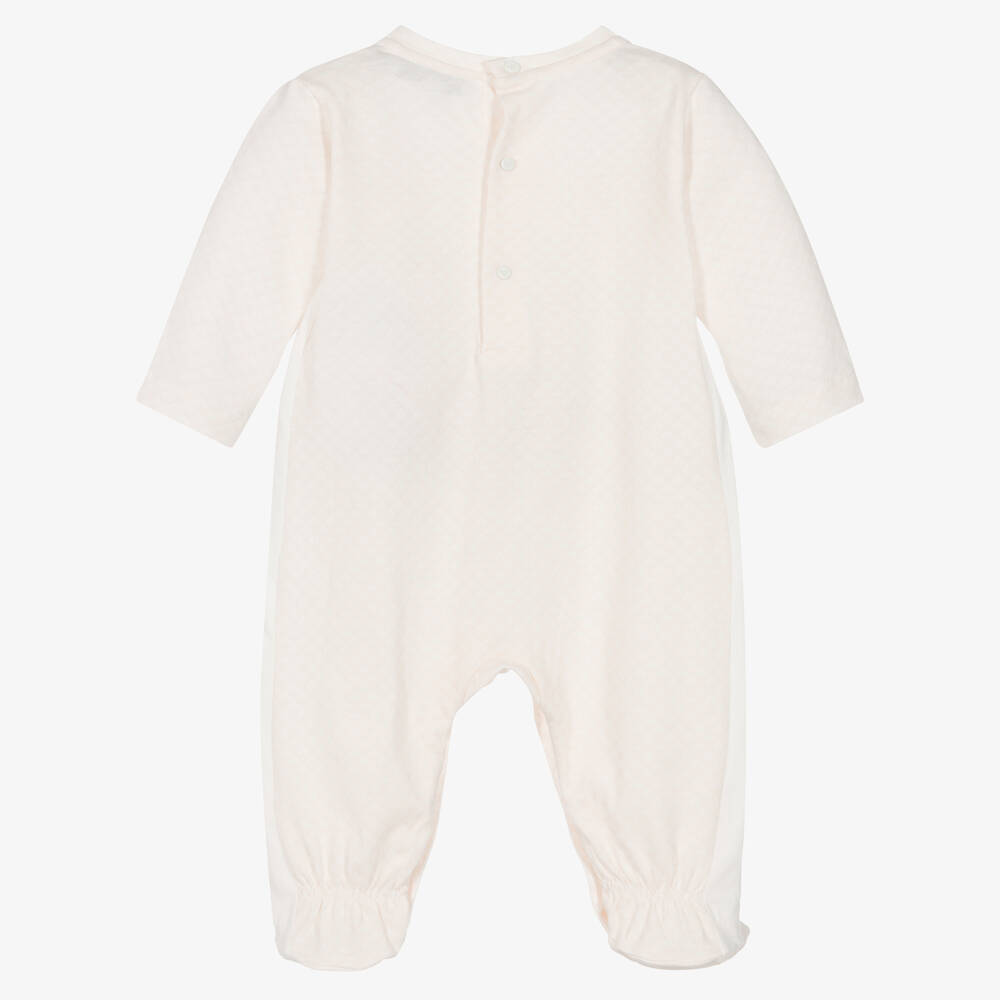 Emporio Armani-Girls Pale Pink Cotton Babygrow | Childrensalon Outlet