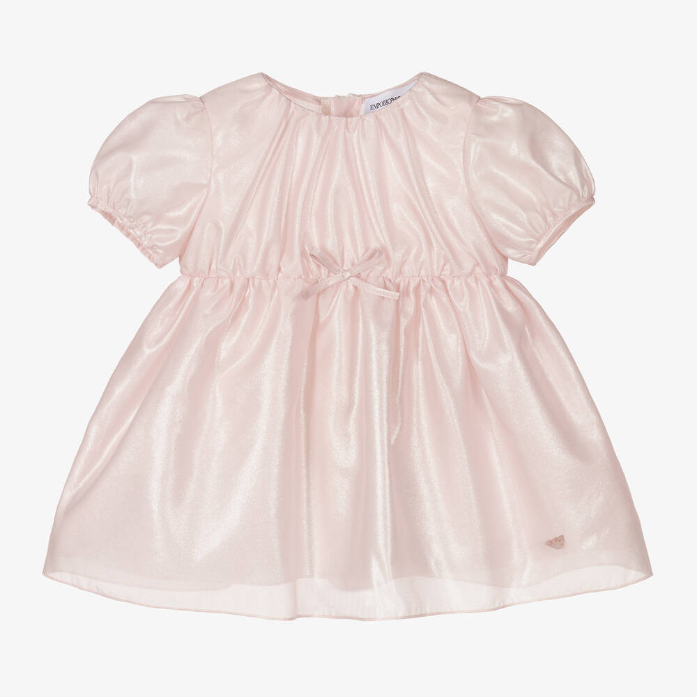Emporio Armani - Girls Pale Pink Silk Organza Dress | Childrensalon