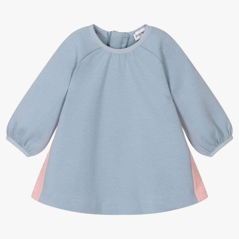 Emporio Armani - Robe bleu pastel en jersey fille | Childrensalon