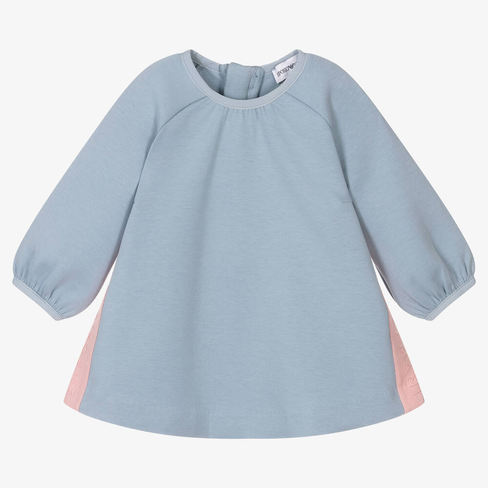 Emporio Armani - Girls Pastel Blue Jersey Dress | Childrensalon