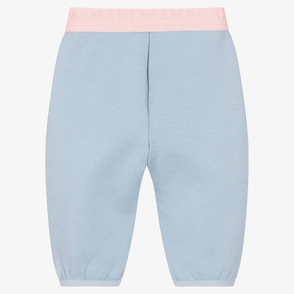 Emporio Armani-Girls Pastel Blue Jersey Joggers  | Childrensalon Outlet