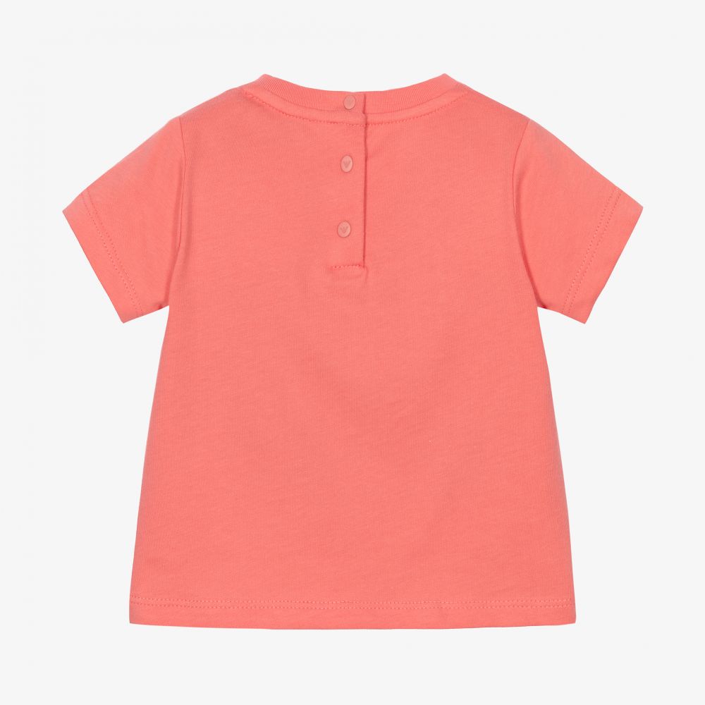 إEmporio Armani-تيشيرت أطفال بناتي قطن لون زهري مرجاني | Childrensalon Outlet